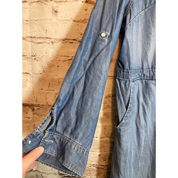 Lee‎ Platinum Label Shirt Dress Womens 18 Chambray Blue Full Button Front Midi - Picture 4 of 16